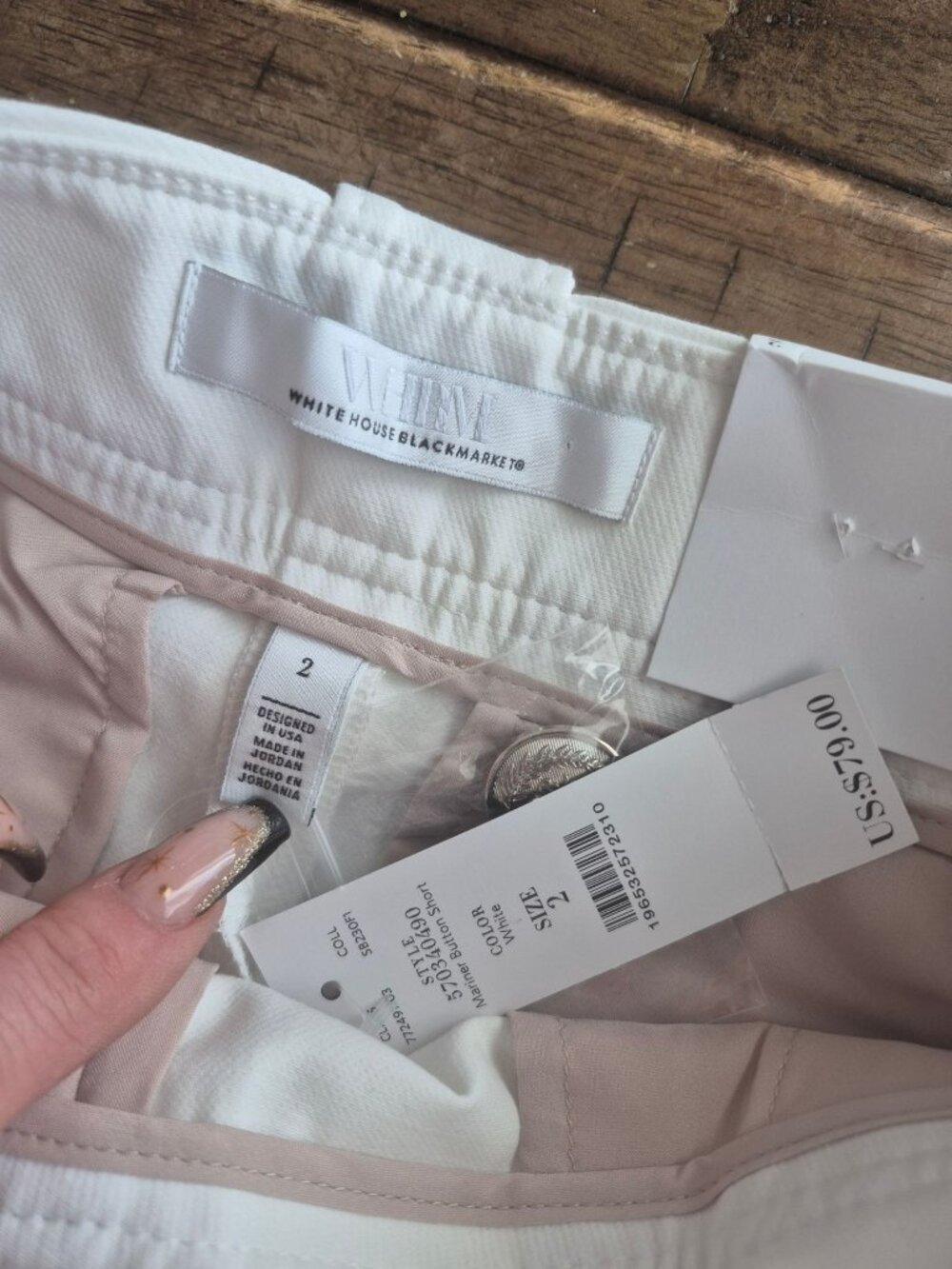 White House Black Market Button-Front White Shorts 5"e Size 2 - Picture 5 of 6